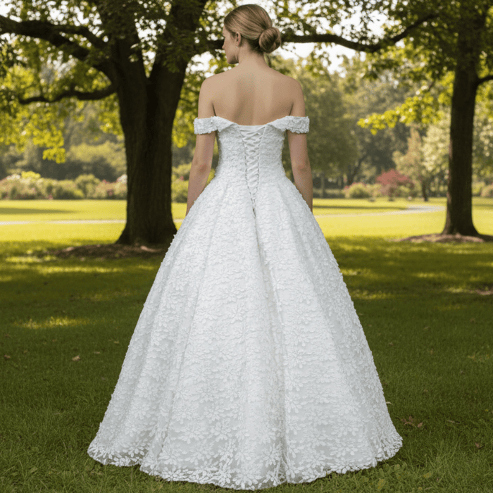 Illusion Lace off-the-shoulder Bridal Wedding Dress - Rosymae