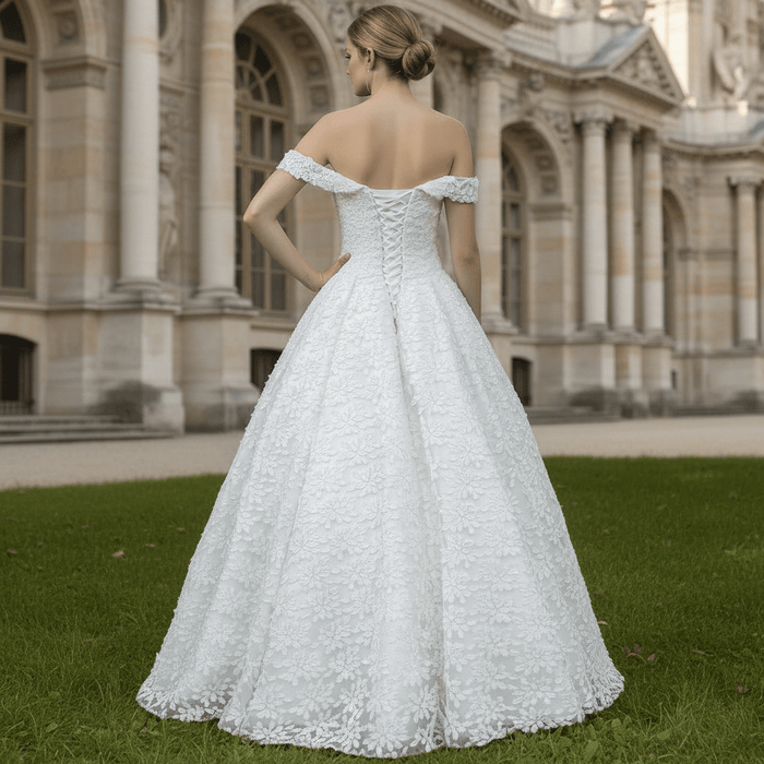 Illusion Lace off-the-shoulder Bridal Wedding Dress - Rosymae