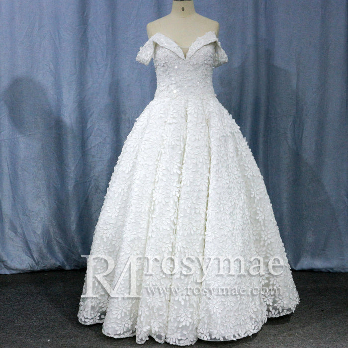 Illusion Lace off-the-shoulder Bridal Wedding Dress - Rosymae