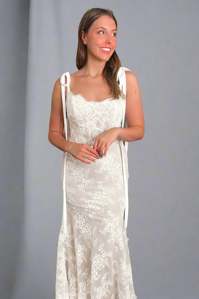 Ivory Straps  Sweetheart Lace Mermaid Wedding Dress