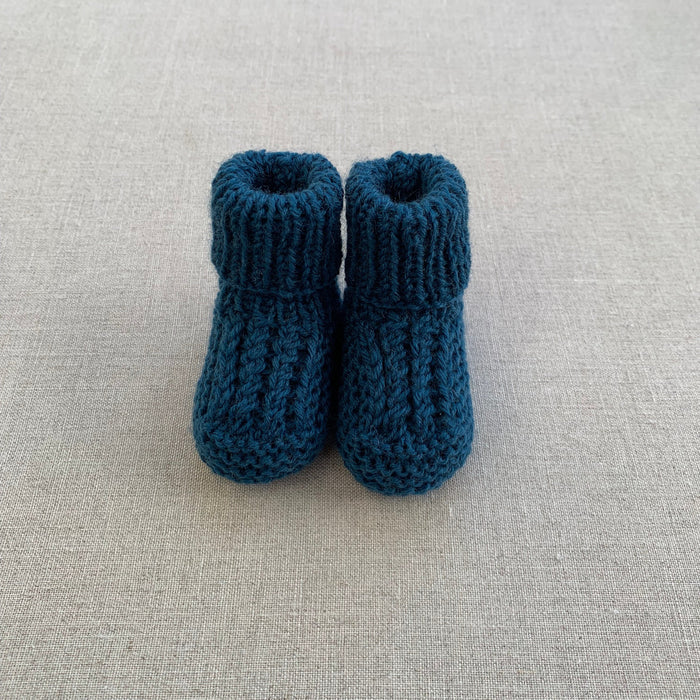 Knitted by Nana Cuffed Booties Coastal Blue