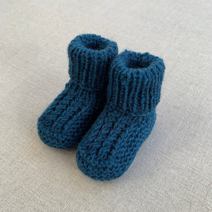 Knitted by Nana Cuffed Booties Coastal Blue