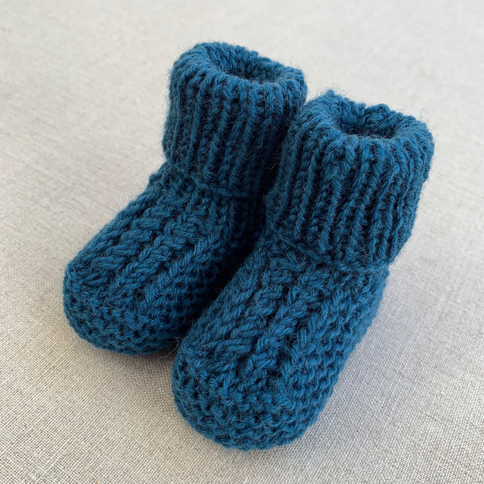 Knitted by Nana Cuffed Booties Coastal Blue