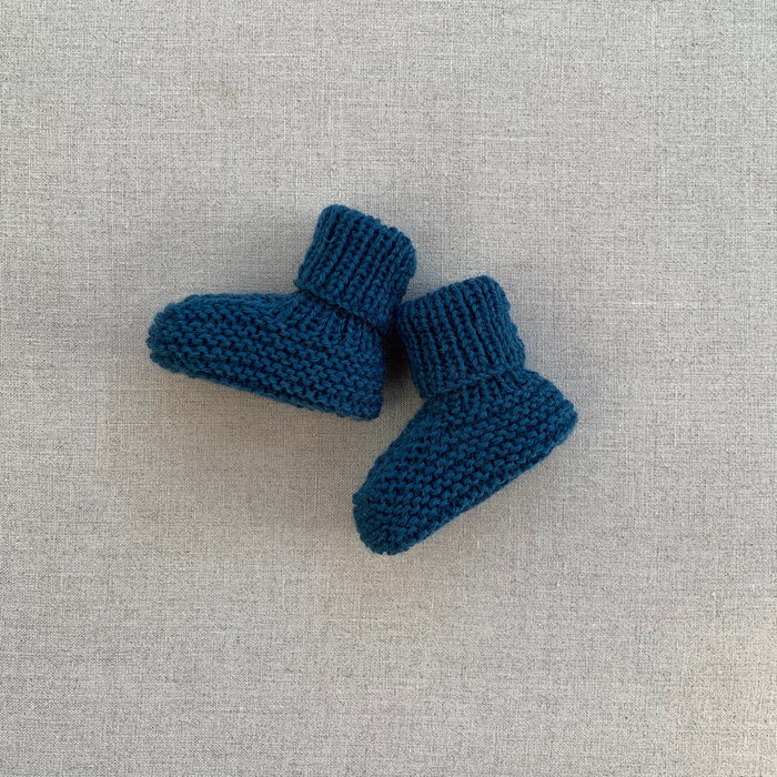 Knitted by Nana Cuffed Booties Coastal Blue
