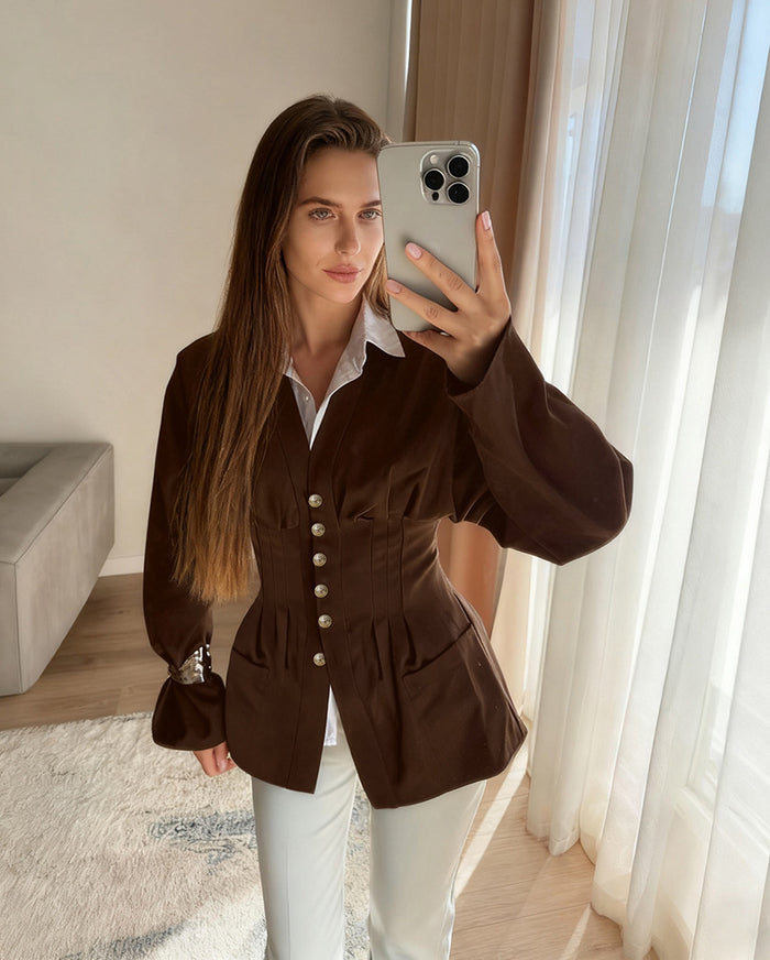 Kova Jacket Top - Brown