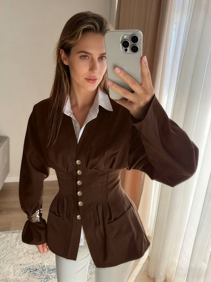 Kova Jacket Top - Brown