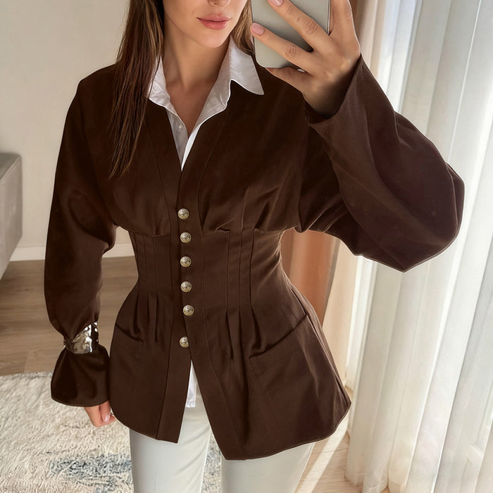 Kova Jacket Top - Brown