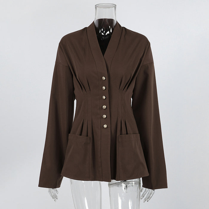 Kova Jacket Top - Brown