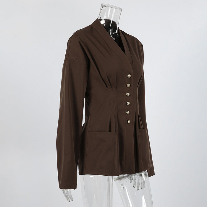 Kova Jacket Top - Brown