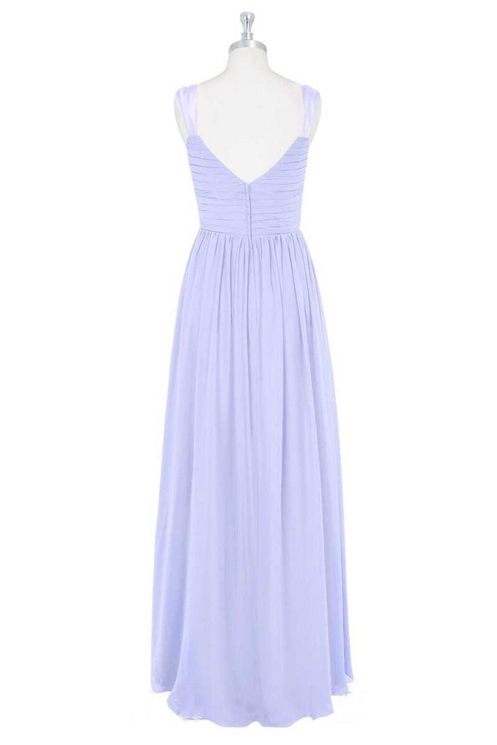 Lavender V-Neck Backless A-Line Long Bridesmaid Dress
