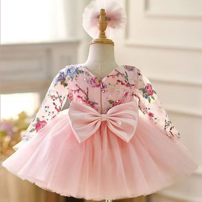 Lilac Baby Long Sleeve Adorable Knee Length Girl Dress J055