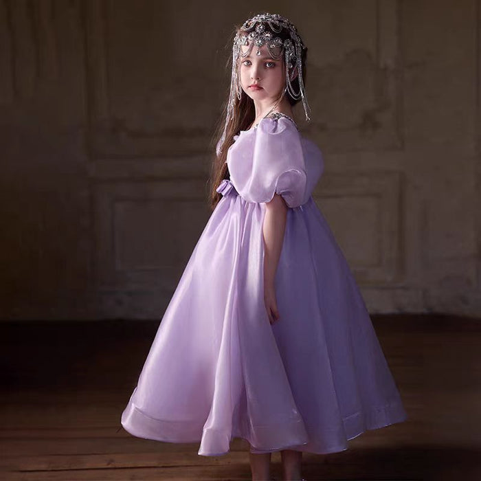 Lilac Beaded Flower Girl Dress for Birthday Party J028