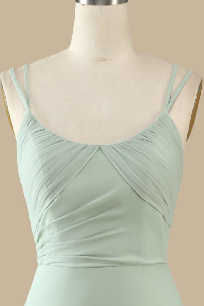 Scoop Neck Maxi Dress with Spaghetti Straps in Sage Green