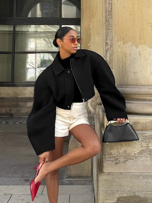 Lira Jacket Top - Black