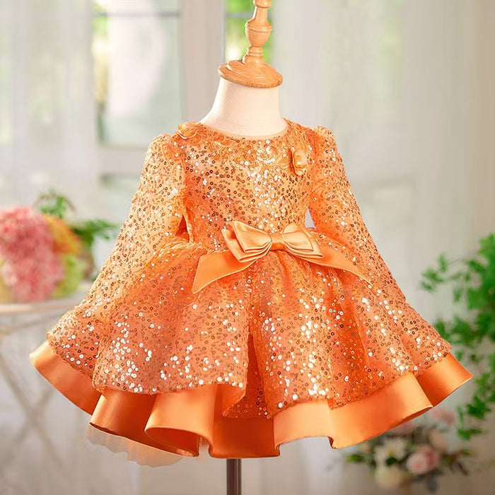 Long Sleeve Sequins Knee Length Birthday Party Dress J550