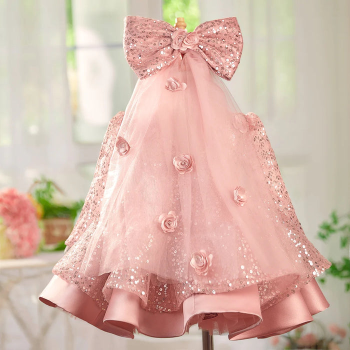 Long Sleeve Sequins Knee Length Birthday Party Dress J550