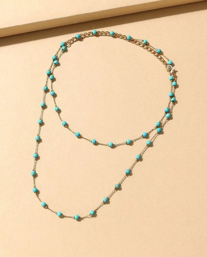 Long Turquoise Chain Necklace