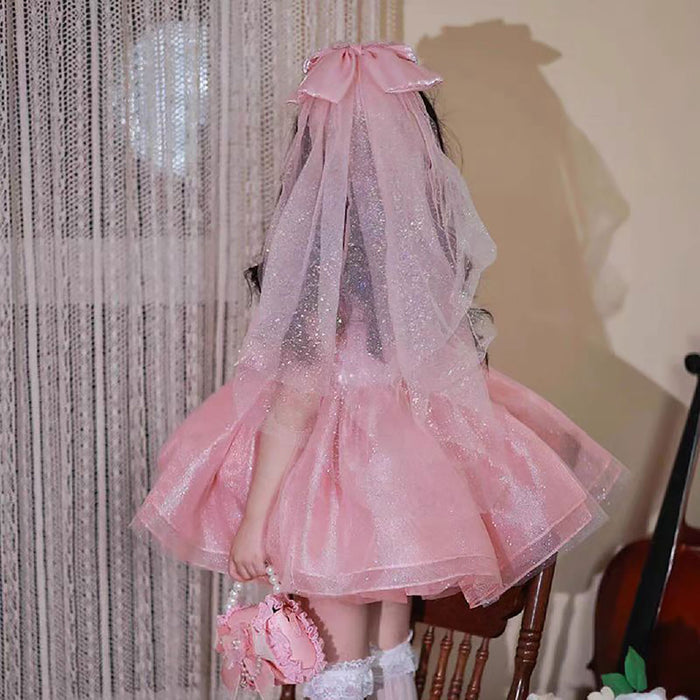 Lovely Sleeveless Bowed Pink Flower Girl Dress D066