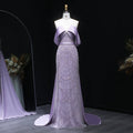 Luxury Beaded Off Shoulder Lilac Evening Dress SS624