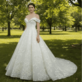 Luxury Beaded Wedding Dresses Off the Shoulder Lace Bridal Gowns - Rosymae