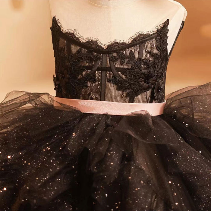 Luxury Black Tulle Girl Dress for Birthday Party J239