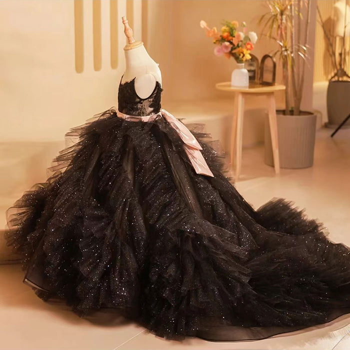 Luxury Black Tulle Girl Dress for Birthday Party J239