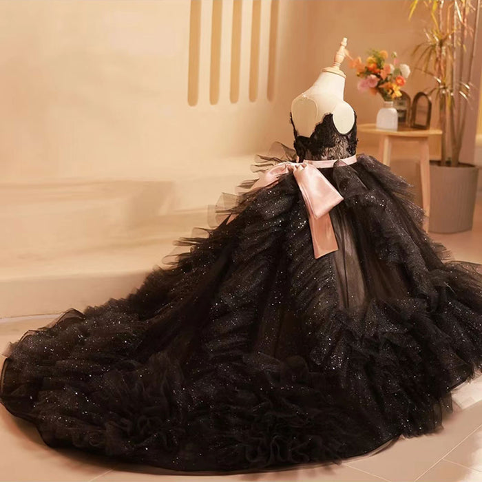 Luxury Black Tulle Girl Dress for Birthday Party J239