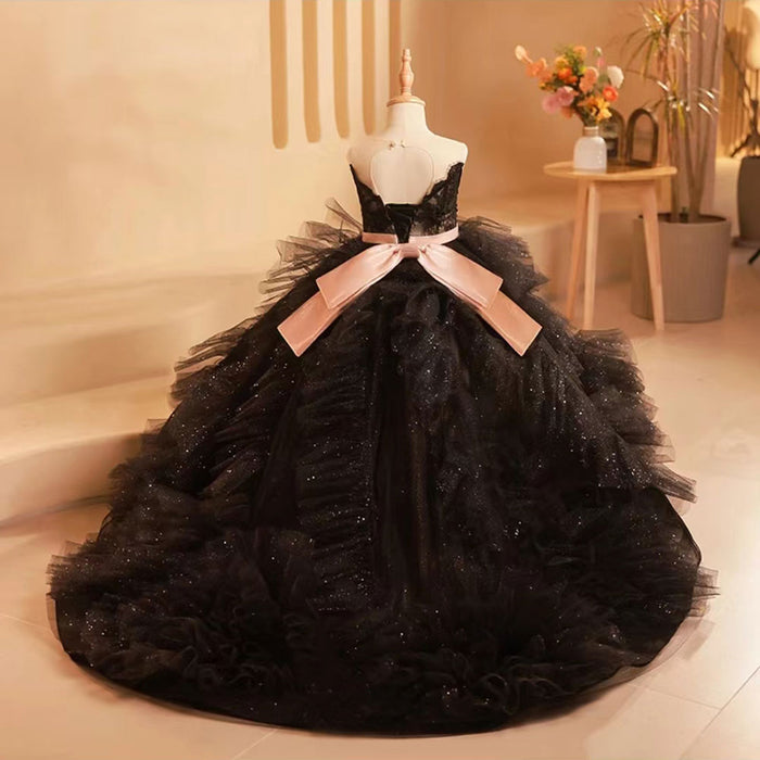 Luxury Black Tulle Girl Dress for Birthday Party J239