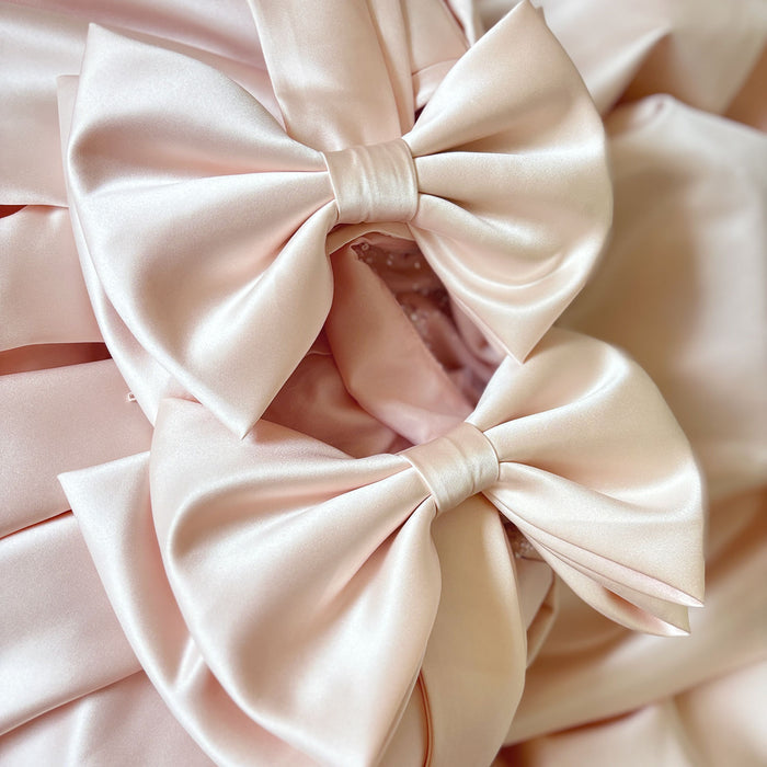 Luxury Elegant Pink Flower Girl Dress with Bow J113