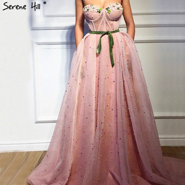 Luxury Flowers Pearls Evening Dress LA6490 On Sale - SERENE HILL