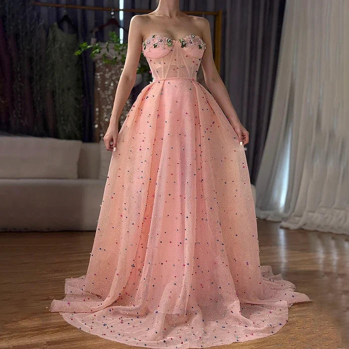 Luxury Flowers Pearls Evening Dress LA6490 On Sale - SERENE HILL