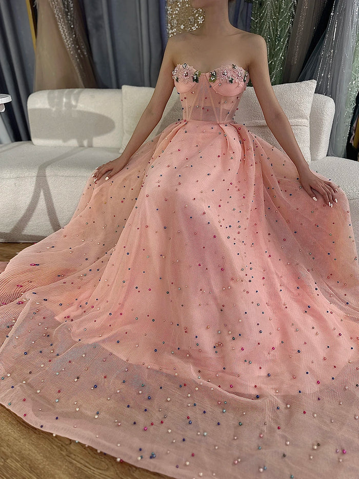 Luxury Flowers Pearls Evening Dress LA6490 On Sale - SERENE HILL