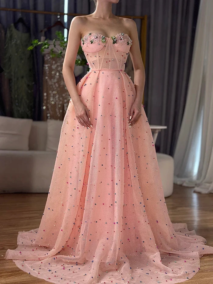 Luxury Flowers Pearls Evening Dress LA6490 On Sale - SERENE HILL