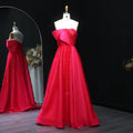 Luxury Fuchsia Textured Beaded Strapless Ball Gown with Train XD042-DreamyVow