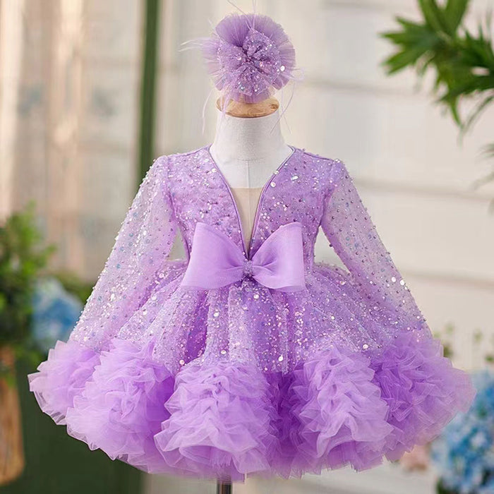Luxury Girl Dress Sequined for Baby Kids Birthday Wedding Party J152