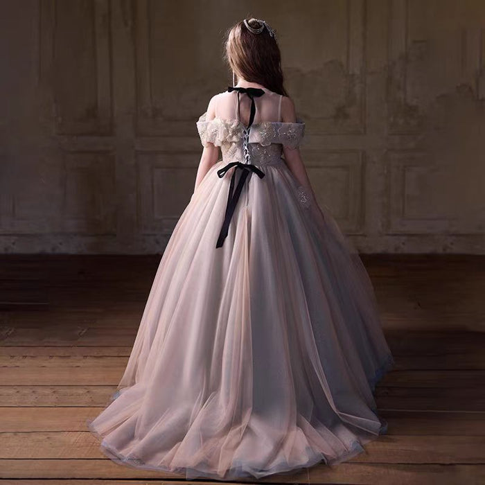 Luxury Girl Dress With Flowers for Birthday Party J099