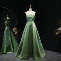 Luxury Green Strapless Embroidery Satin Evening Dress XD077-DreamyVow
