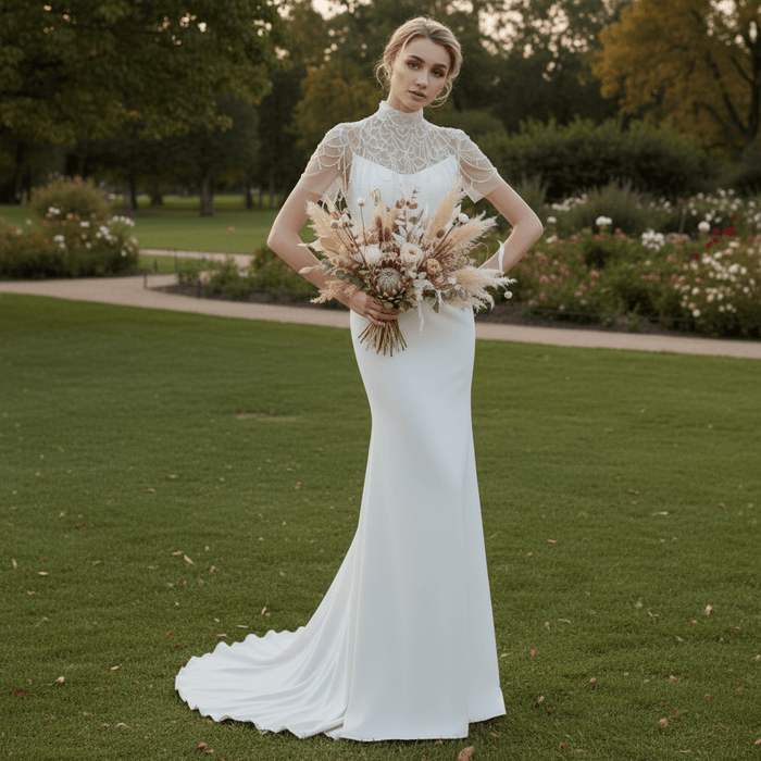Luxury Mermaid Wedding Dress Bridal Gowns with Pearls - Rosymae