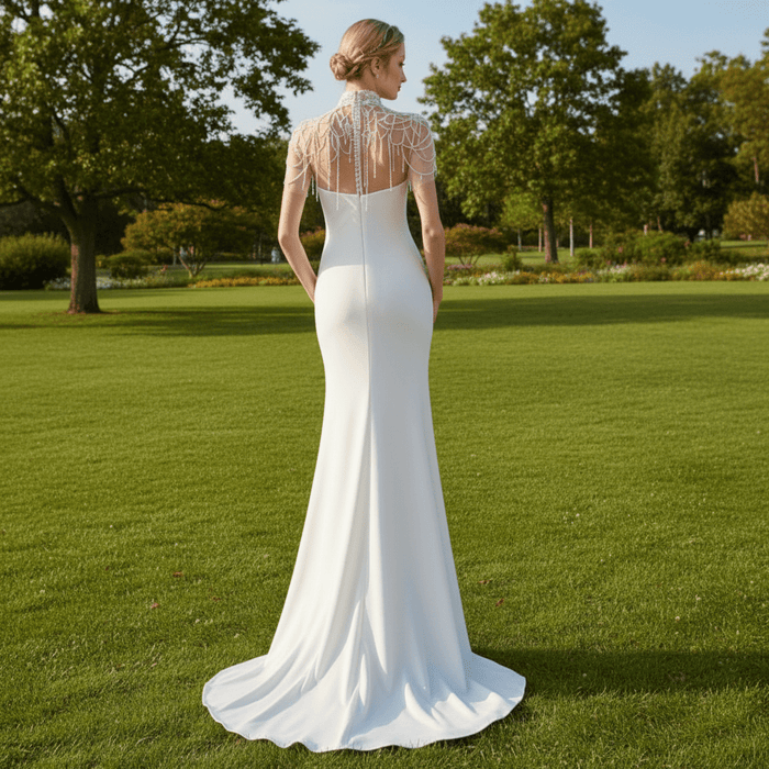 Luxury Mermaid Wedding Dress Bridal Gowns with Pearls - Rosymae