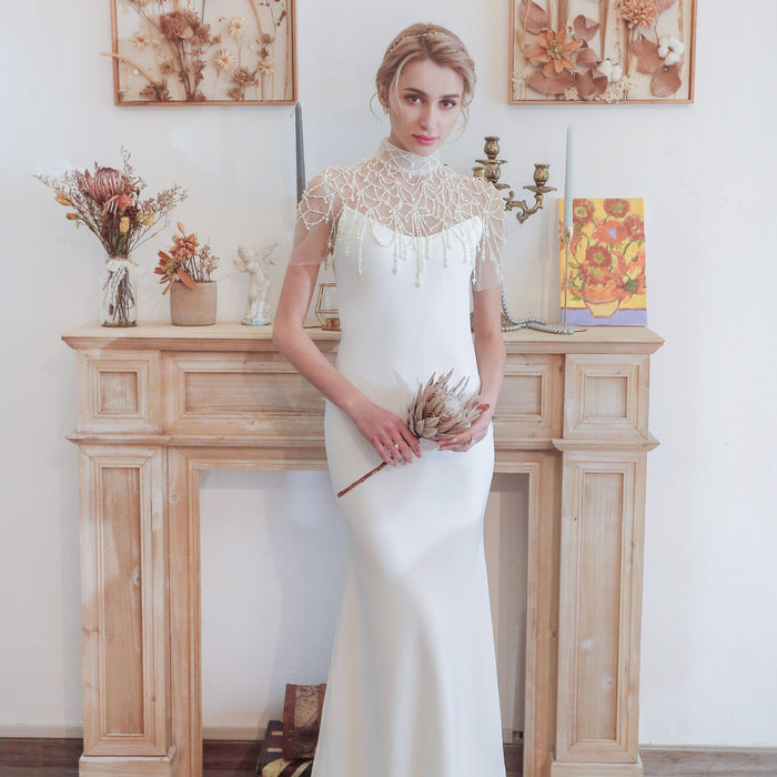 Luxury Mermaid Wedding Dress Bridal Gowns with Pearls - Rosymae