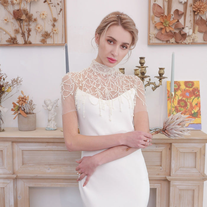 Luxury Mermaid Wedding Dress Bridal Gowns with Pearls - Rosymae
