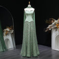 Luxury Sage Green Strapless Beaded Evening Gown with Scarf SS627-DreamyVow