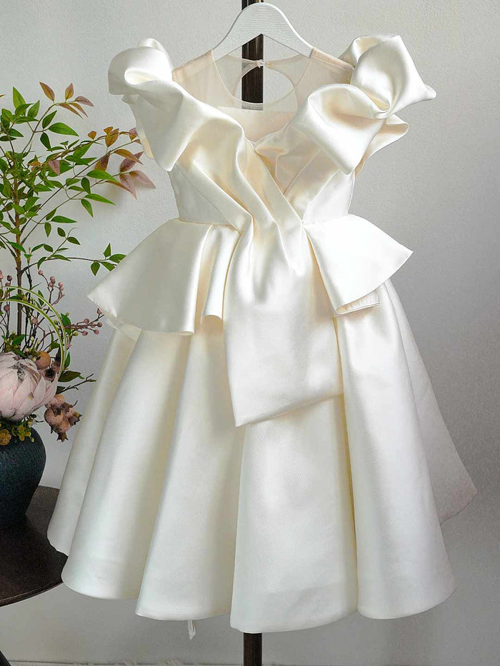 Luxury Satin Princess Girl Dress for Birthday Pageant Party Gown D233
