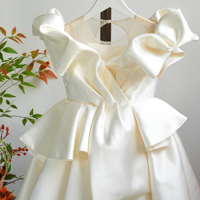 Luxury Satin Princess Girl Dress for Birthday Pageant Party Gown D233