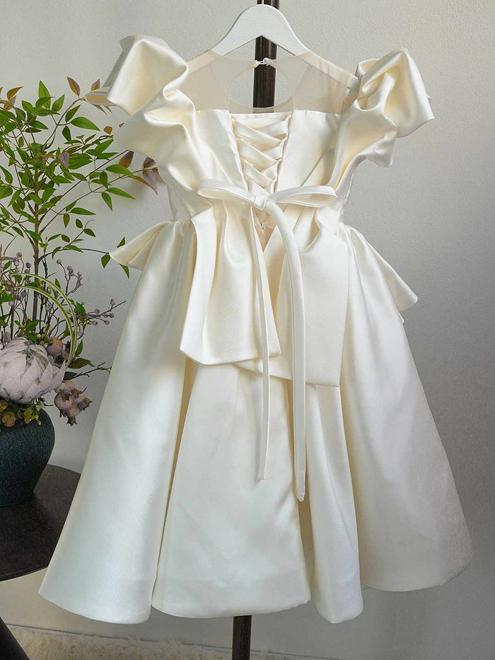 Luxury Satin Princess Girl Dress for Birthday Pageant Party Gown D233