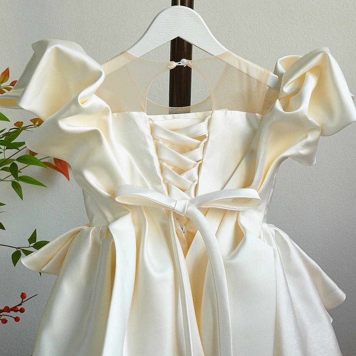Luxury Satin Princess Girl Dress for Birthday Pageant Party Gown D233