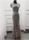 Luxury Sleeveless full diamond o neck Sexy Evening Dresses Dubai Design LA60742 - SERENE HILL