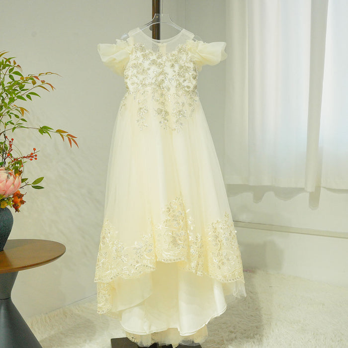 Luxury White Flower Girl Dress Appliques with Bow J346