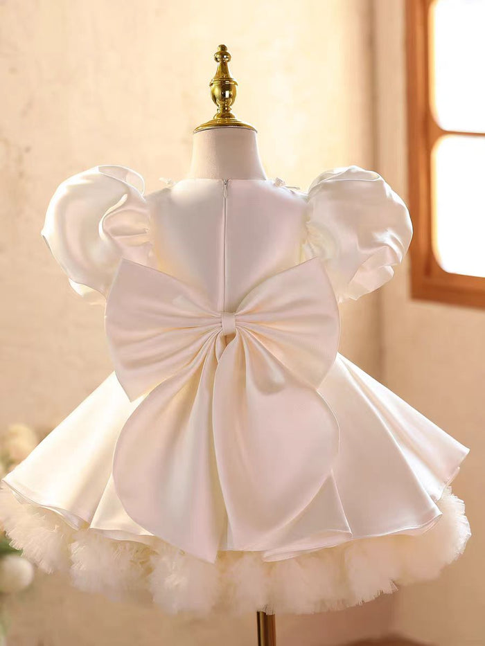 Luxury White Long Sleeve Princess Flower Girl Dress for Birthday D214