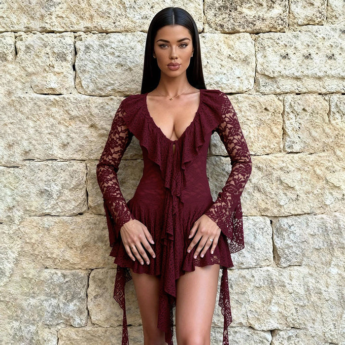 Lyra Mini Dress - Maroon